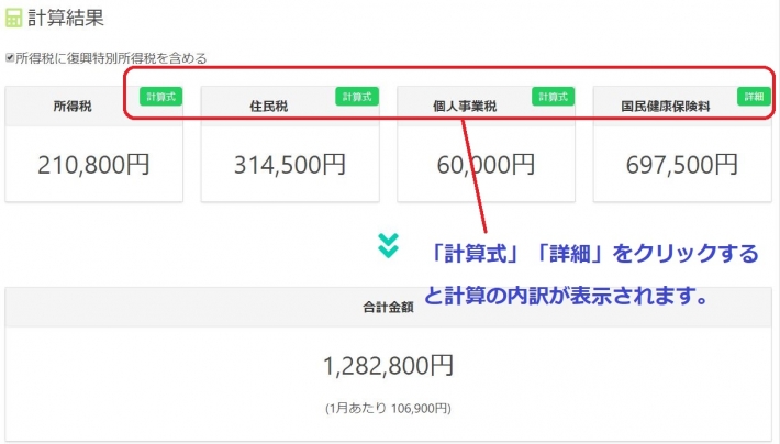 計算結果の表示方法